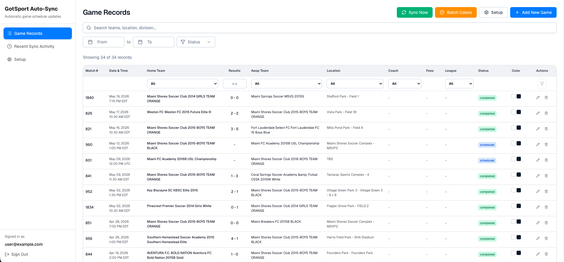 Sync Tool Dashboard Preview